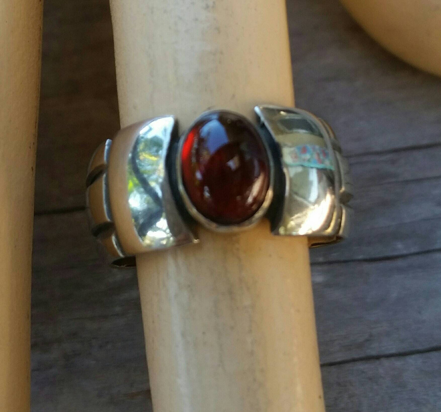 Garnet ring,cabachon ring,sterling silver,unisex band,handmade,boho,gypsy,gemstone ring,silver wedding ring,new age,