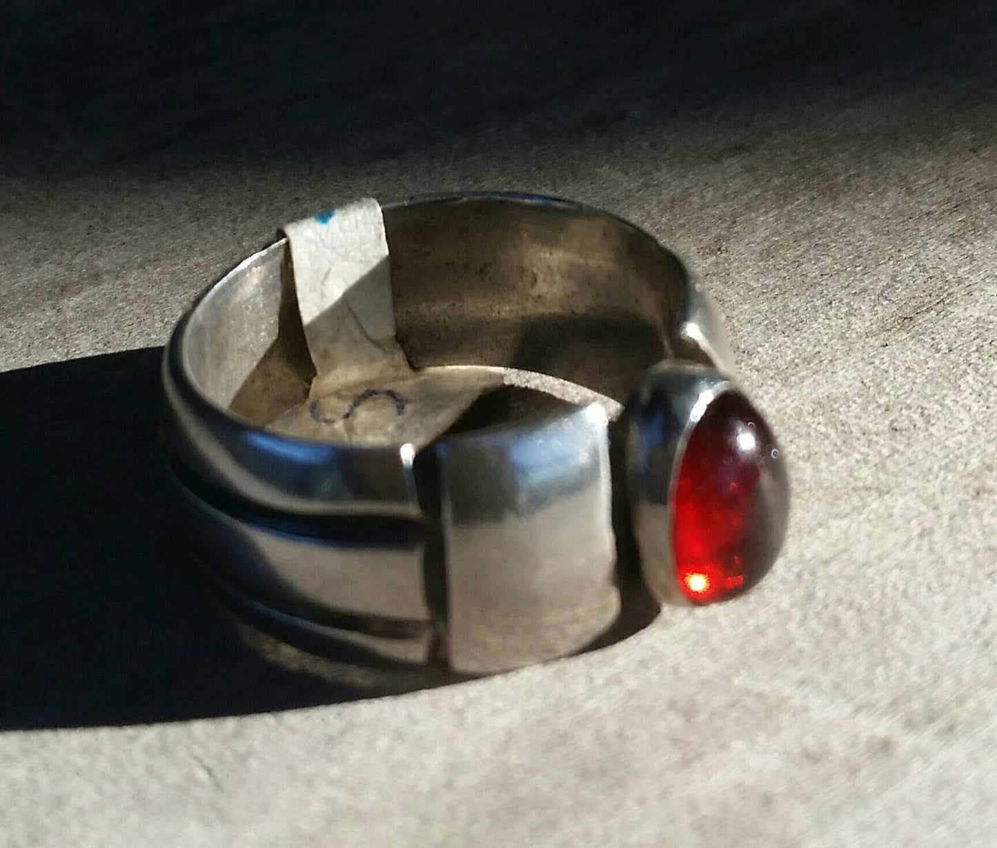 Garnet ring,cabachon ring,sterling silver,unisex band,handmade,boho,gypsy,gemstone ring,silver wedding ring,new age,