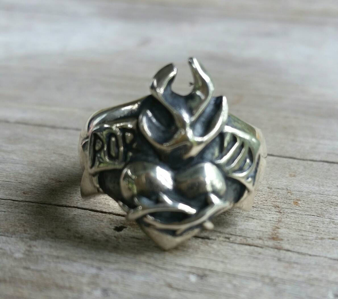 por vida,sacred heart ring,sterling silver," for life",flame ring,wedding ring,rockabiily, steampunk,hipster, gothic,punk,heart ring