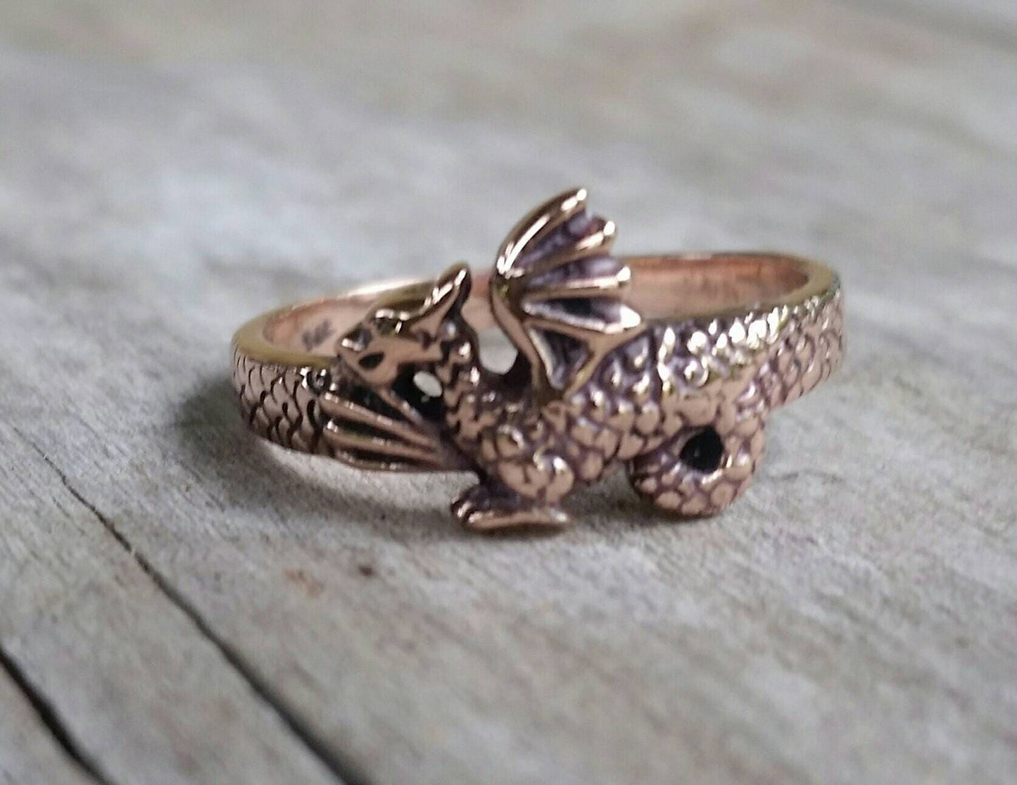 Small gold dragon ring,solid 9k rose gold,welsh dragon, steampunk,gothic,punk,mythical,pinkie ring,boho,girls dragon ring,goddess,new age