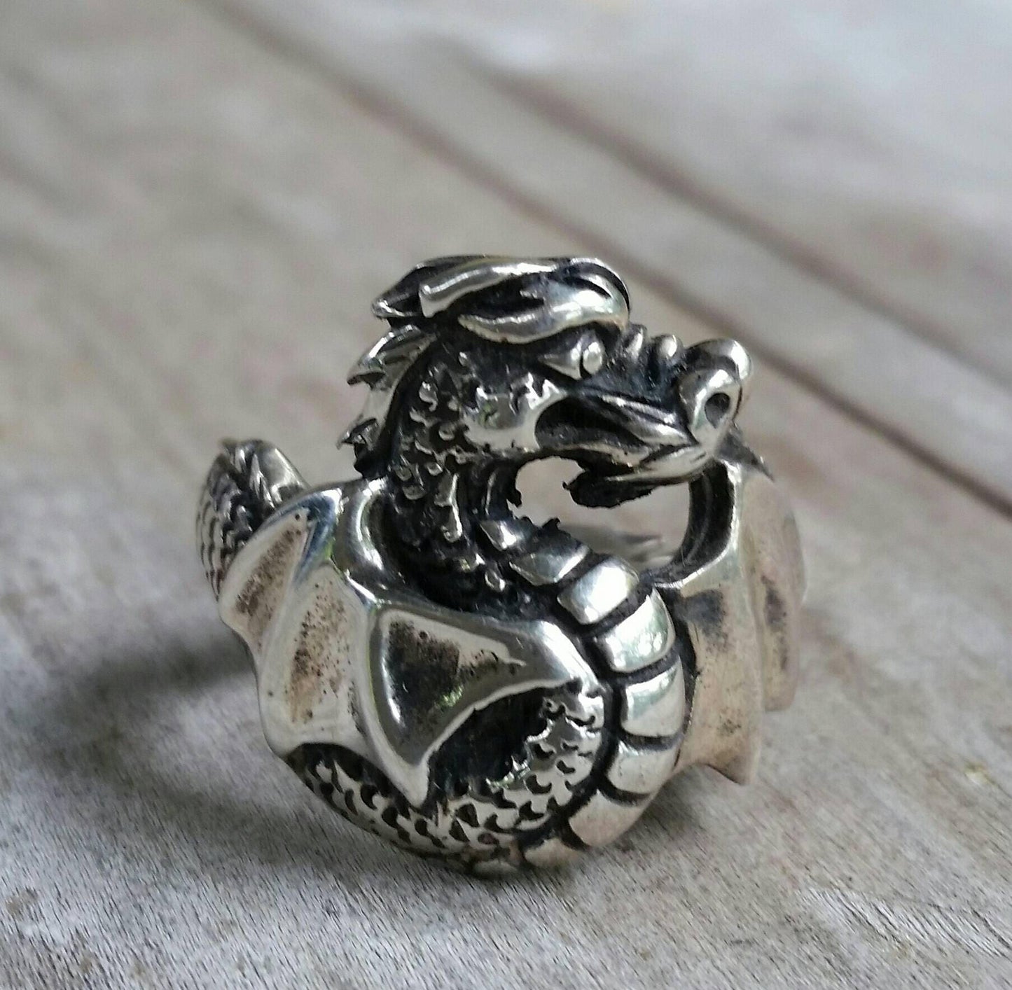 dragon ring,sterling silver, fantasy,mythical,steampunk, gothic,punk,handmade,new age,gypsy,boho,medievil,welsh dragon