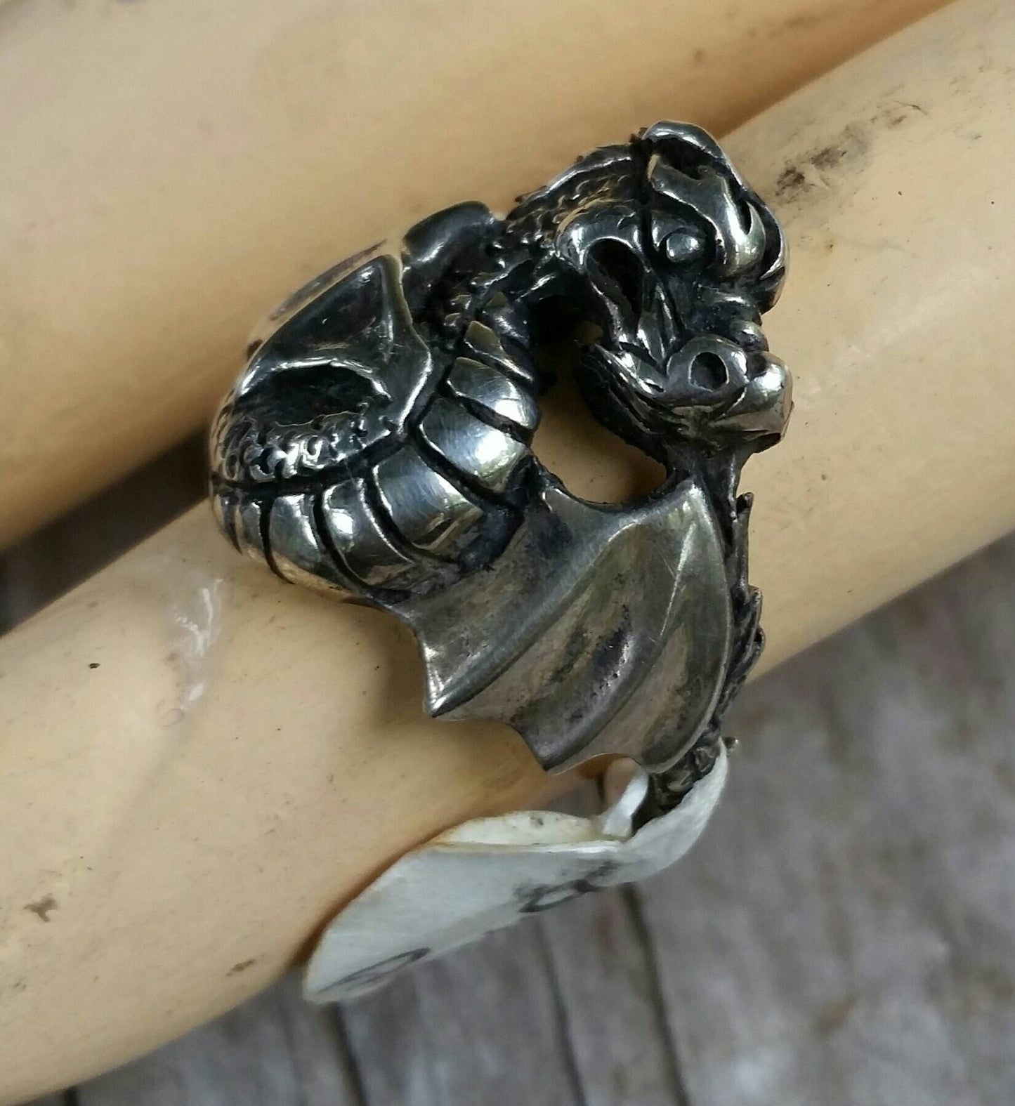 dragon ring,sterling silver, fantasy,mythical,steampunk, gothic,punk,handmade,new age,gypsy,boho,medievil,welsh dragon