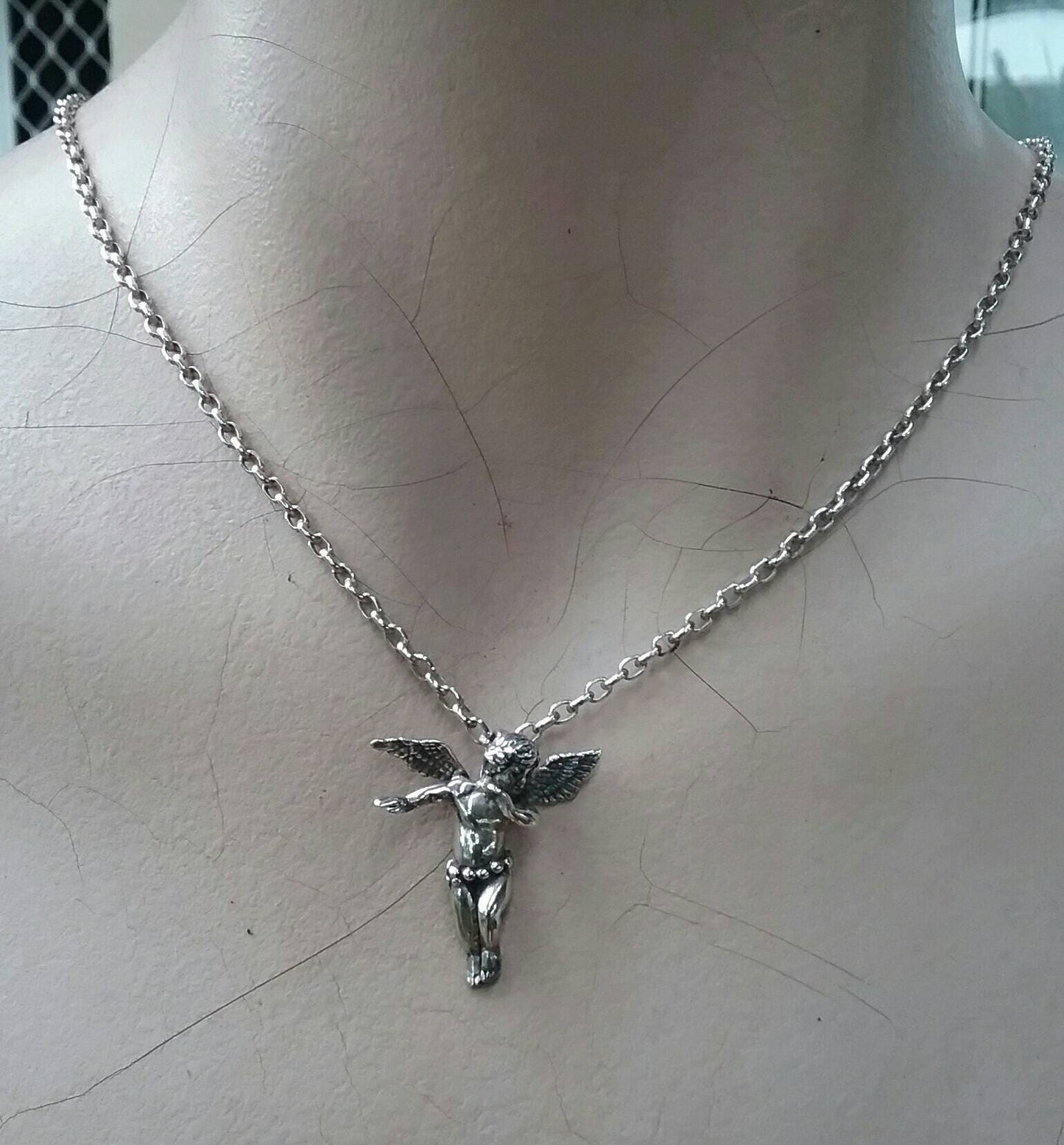 Cupid cherib pendant sterling silver  angelic winged fairy angel pendant