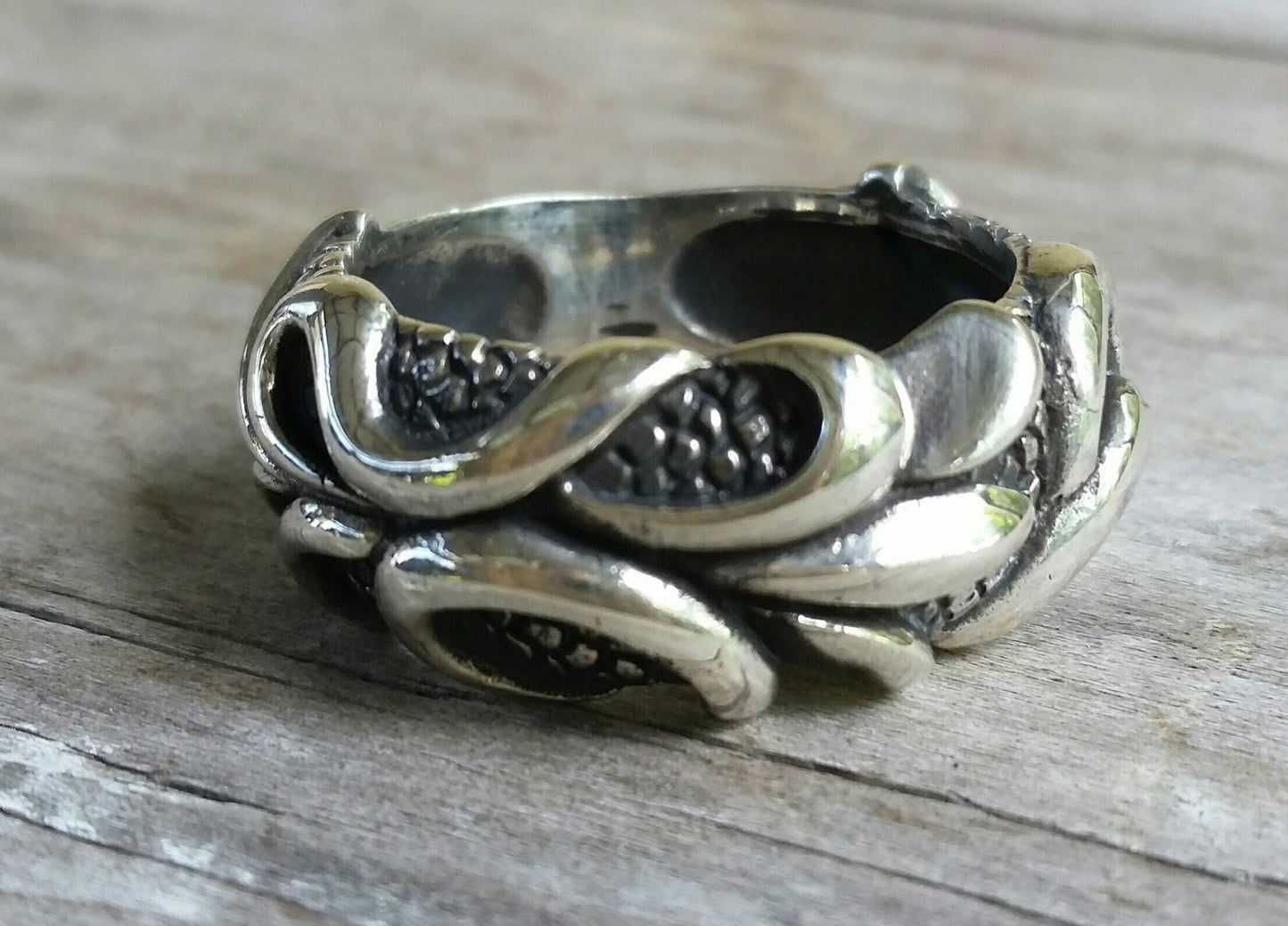 Chunky silver band,sterling silver ring,dragon skin, modern,steampunk,tribal, dress ring,wedding