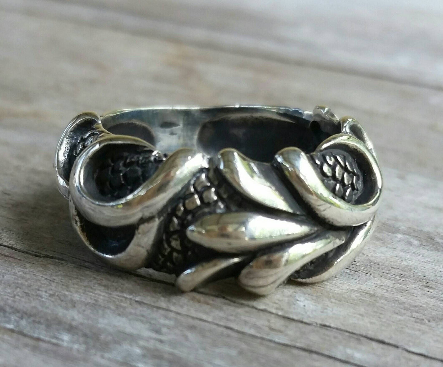 Chunky silver band,sterling silver ring,dragon skin, modern,steampunk,tribal, dress ring,wedding