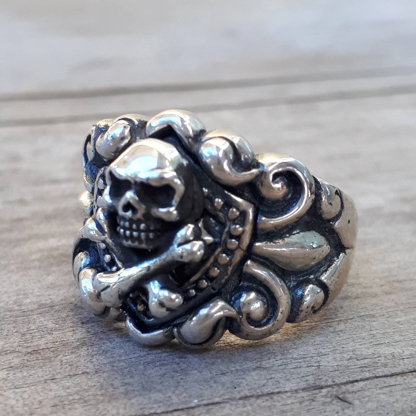 gold skull and crossbones,two tone ring,9ct gold,sterling silver,pirate,mans wedding,gold skull,shield, medieval,steampunk,boho,hipster