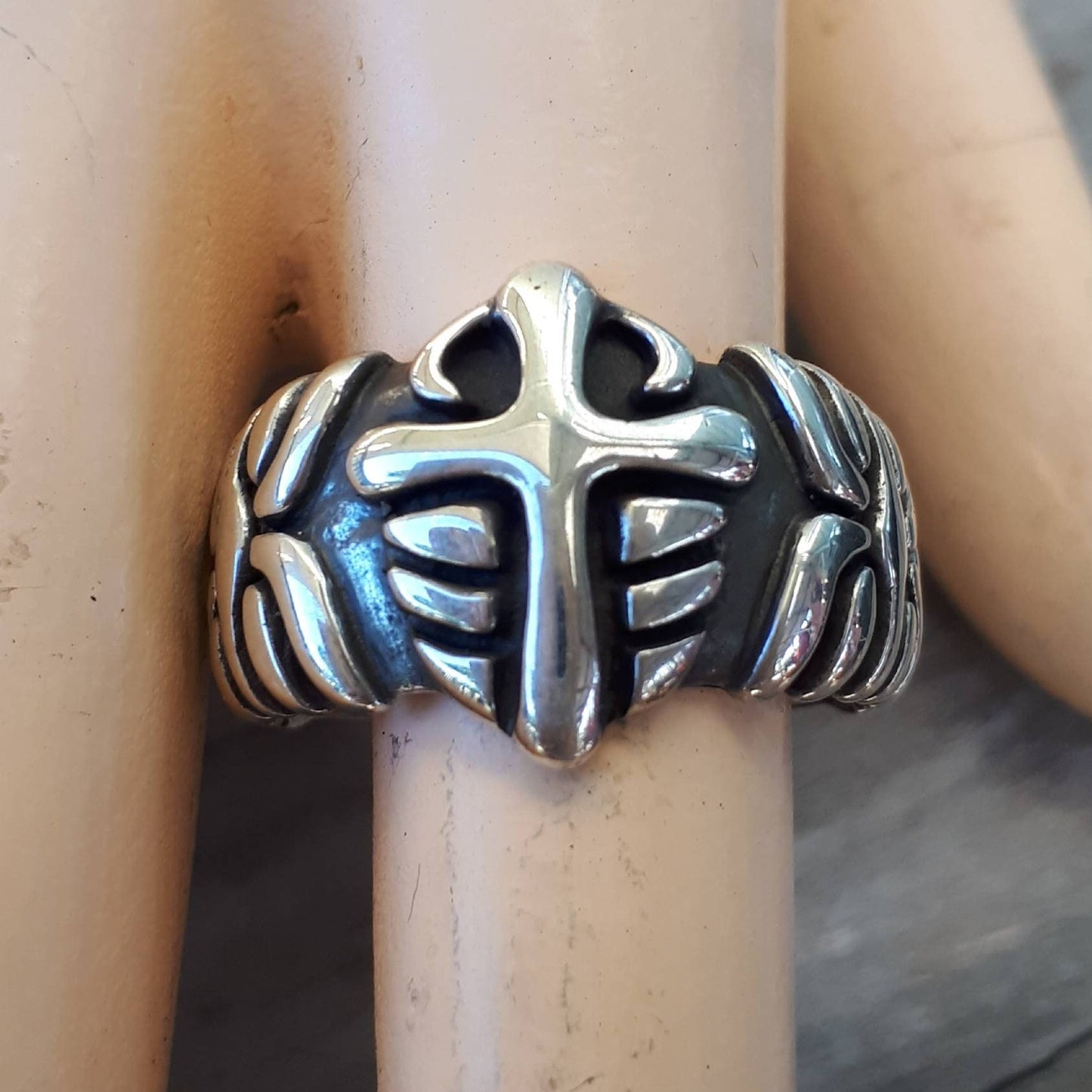 cross ring,tribal,pagan,sterling silver,handmade, Christian,religious, Jesus,god,knights templar,medievil,wedding ring,steampunk,