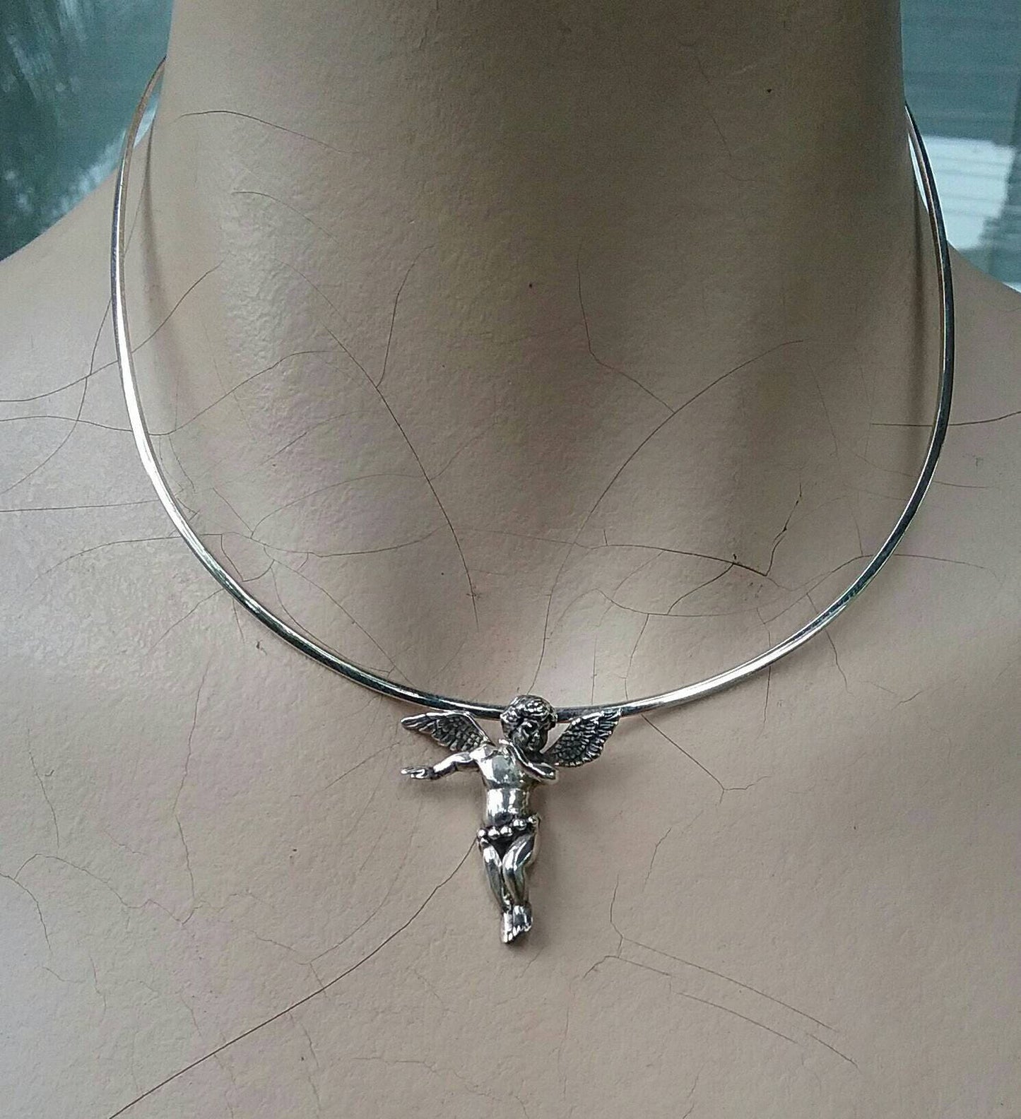 Cupid cherib pendant sterling silver  angelic winged fairy angel pendant