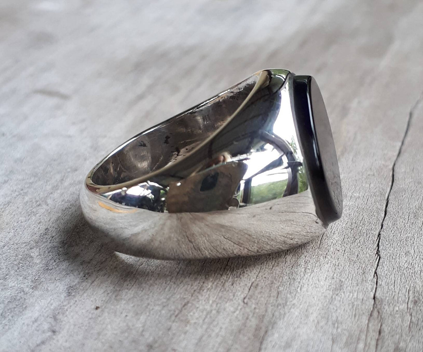 Hemitite ring,signet,sterling silver,round stone,chunky ring,designer,handmade,men's fashion,steampunk,hipster,rockabilly,industrial,vintage