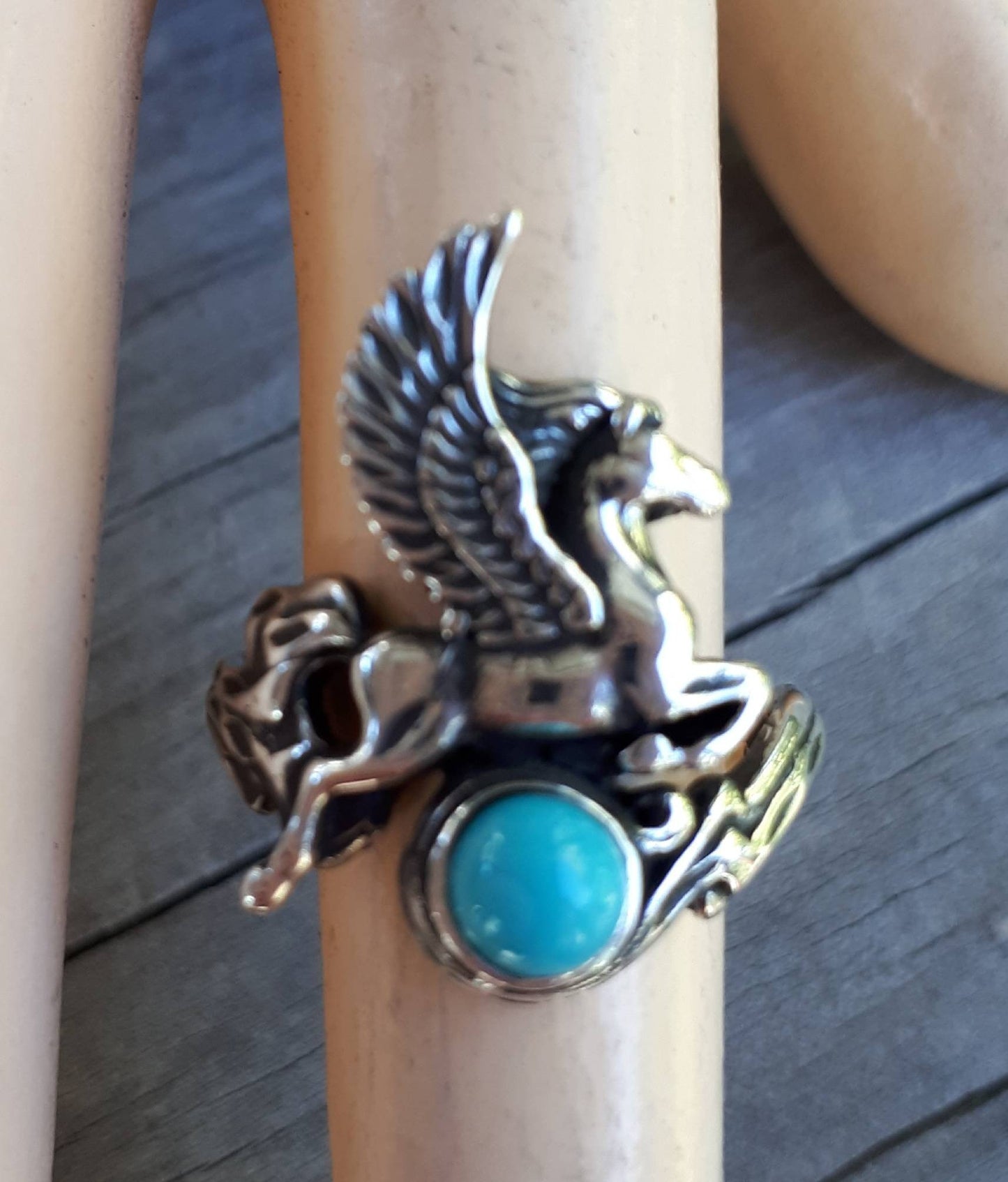 PEGASUS ring,turquoise,sterling silver,mythical horse, unicorn, fantasy,new age,magic,mystical, boho,hippy,gypsy, art nouveau,handmade,