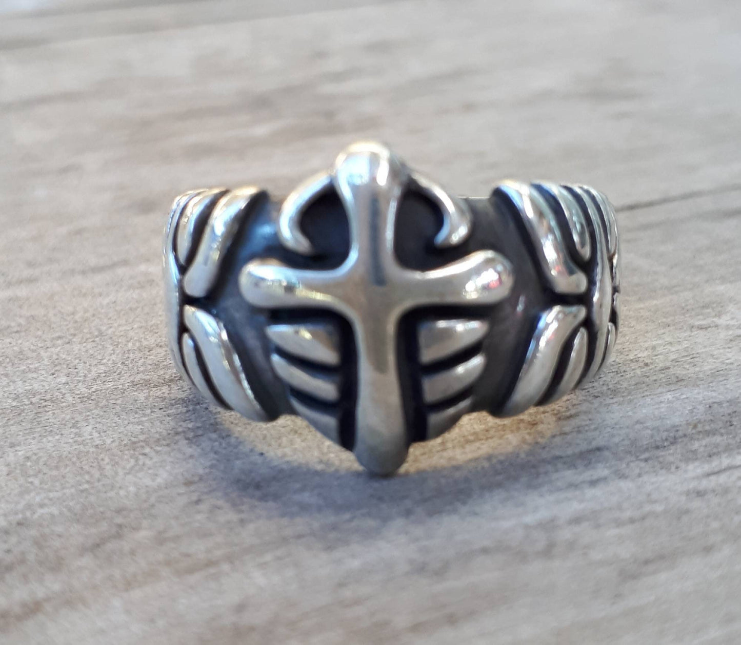 cross ring,tribal,pagan,sterling silver,handmade, Christian,religious, Jesus,god,knights templar,medievil,wedding ring,steampunk,