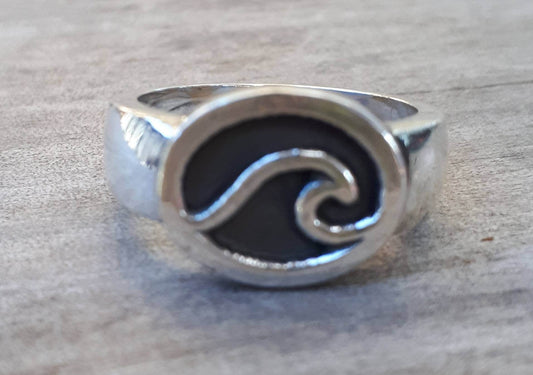 wave ring,sterling silver,surf,beach,sailor,nautical,hand made,unisex,boho,ocean jewelry,