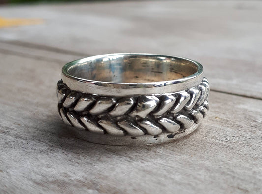 Silver band,twisted woven wire ring,sterling silver, steampunk,plaited silver,wedding,hand made,boho,hipster,vintage,woven silver ring,