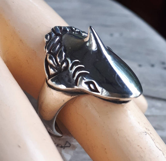 Shark ring,marine jewelry,great white,sterling silver,handmade,fisherman,animal jewelry,