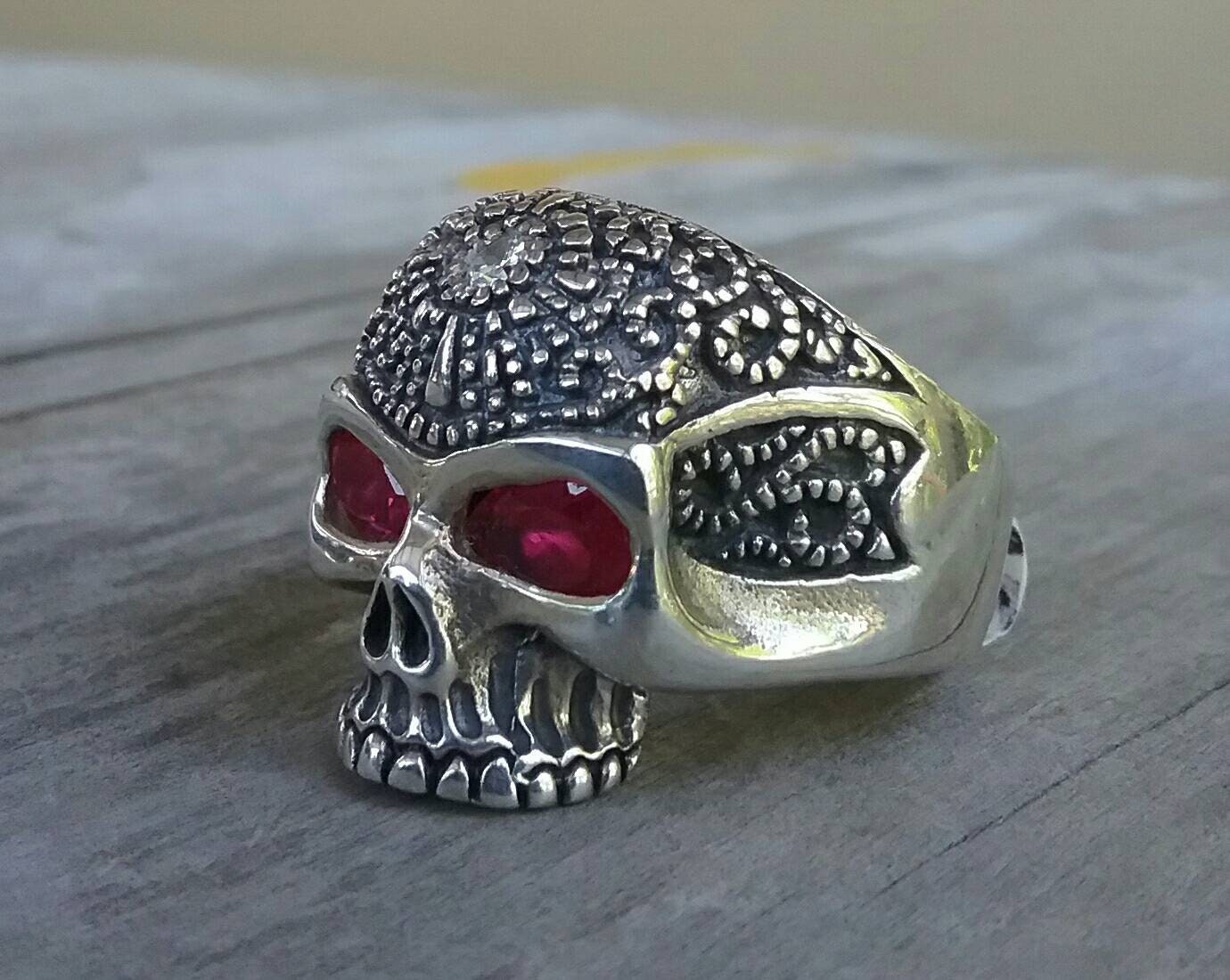 Skull ring,tribal, sterling  silver, steampunk ,gothic, punk,biker,hand made,hipster,pirate,medievil,bling skull.