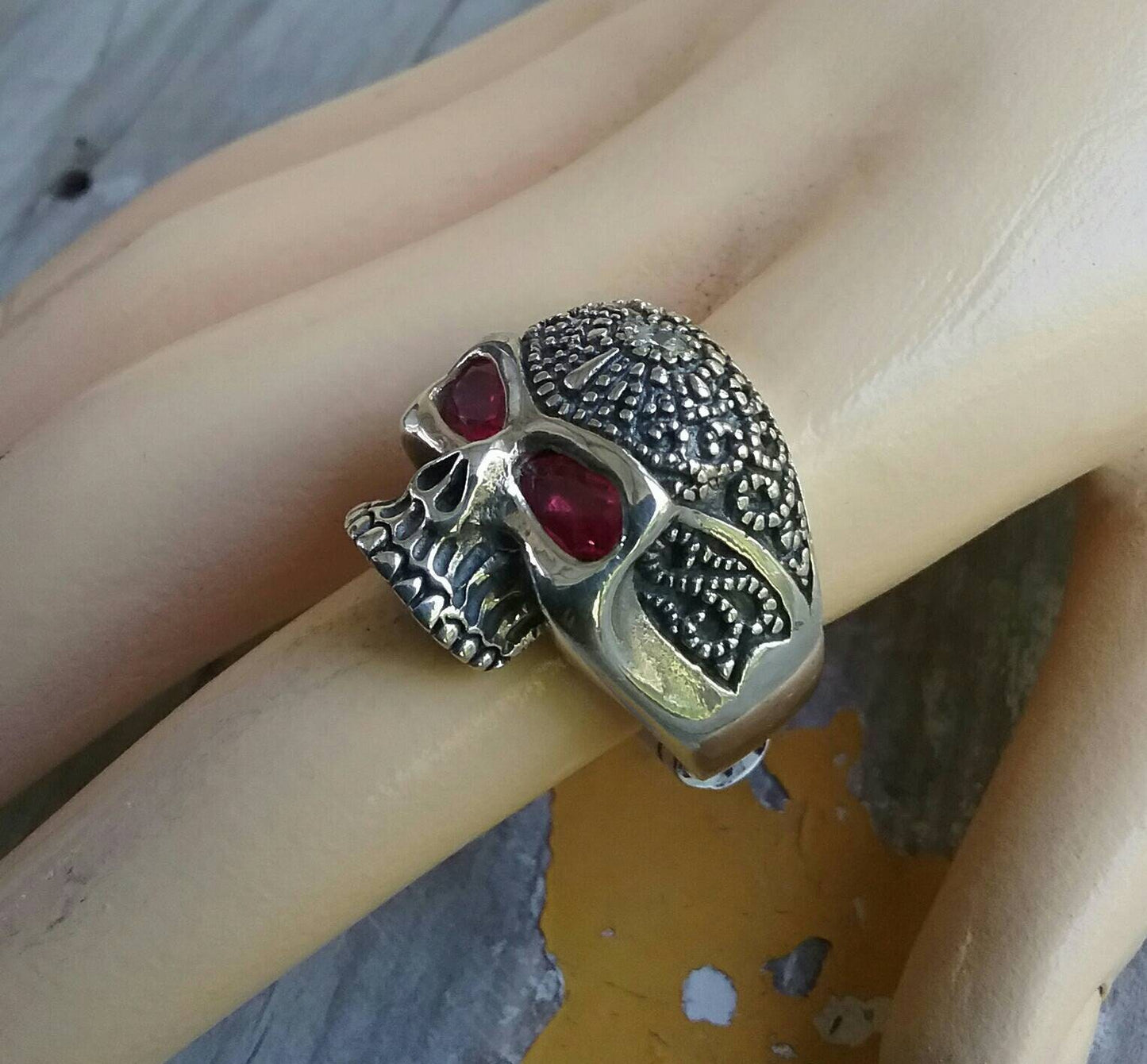 Skull ring,tribal, sterling  silver, steampunk ,gothic, punk,biker,hand made,hipster,pirate,medievil,bling skull.