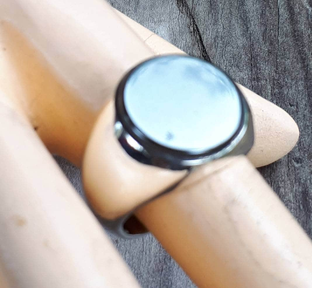 Hemitite ring,signet,sterling silver,round stone,chunky ring,designer,handmade,men's fashion,steampunk,hipster,rockabilly,industrial,vintage