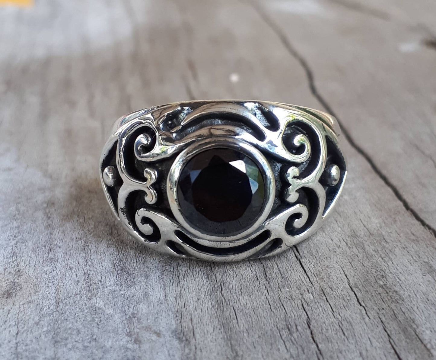 Black cubic ring,sterling silver,syn onyx, cz ring,dress ring,signet ,tribal,vintage,boho,hipster,handmade,mens fashion,wedding ring,chunky,