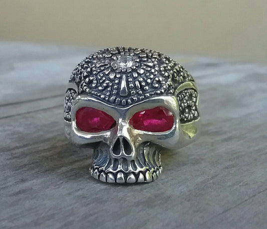 Skull ring,tribal, sterling  silver, steampunk ,gothic, punk,biker,hand made,hipster,pirate,medievil,bling skull.