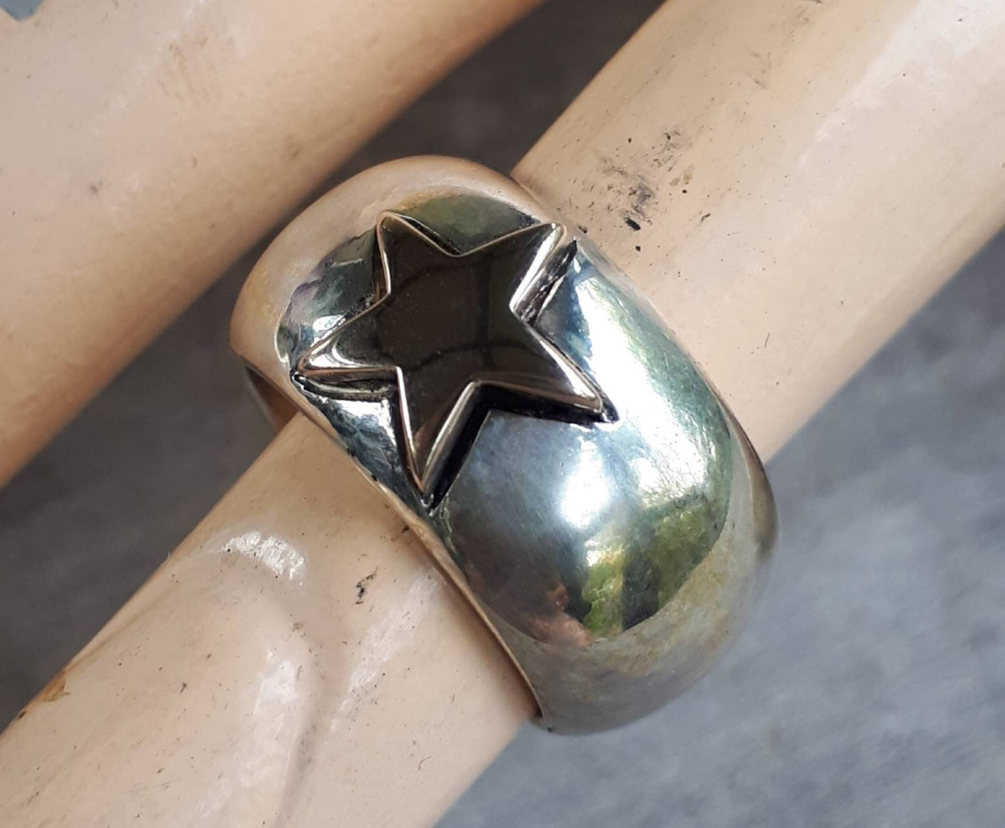 star ring,gold and silver,chunky,9ct gold star,sterling silver,two tone,boho,wedding band,hipster,unisex ring,handmade,hippy,goddess