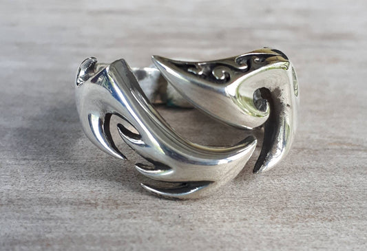 Tribal ring,sterling silver,steampunk,mens wedding ring,handmade,boho,hipster,claw ring,Geiger,viking,Maori,island,polynesian,Hawaiian,koru,