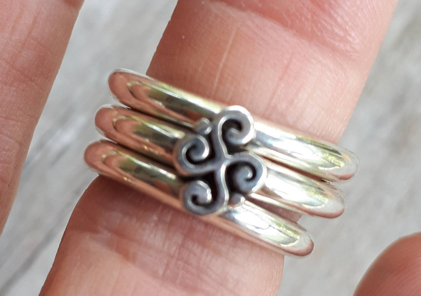 stacking rings,sterling silver,Celtic,flower ring,rose ring,chunky band,handmade,boho,goddess,round wedding bands,thick silver rings,tribal