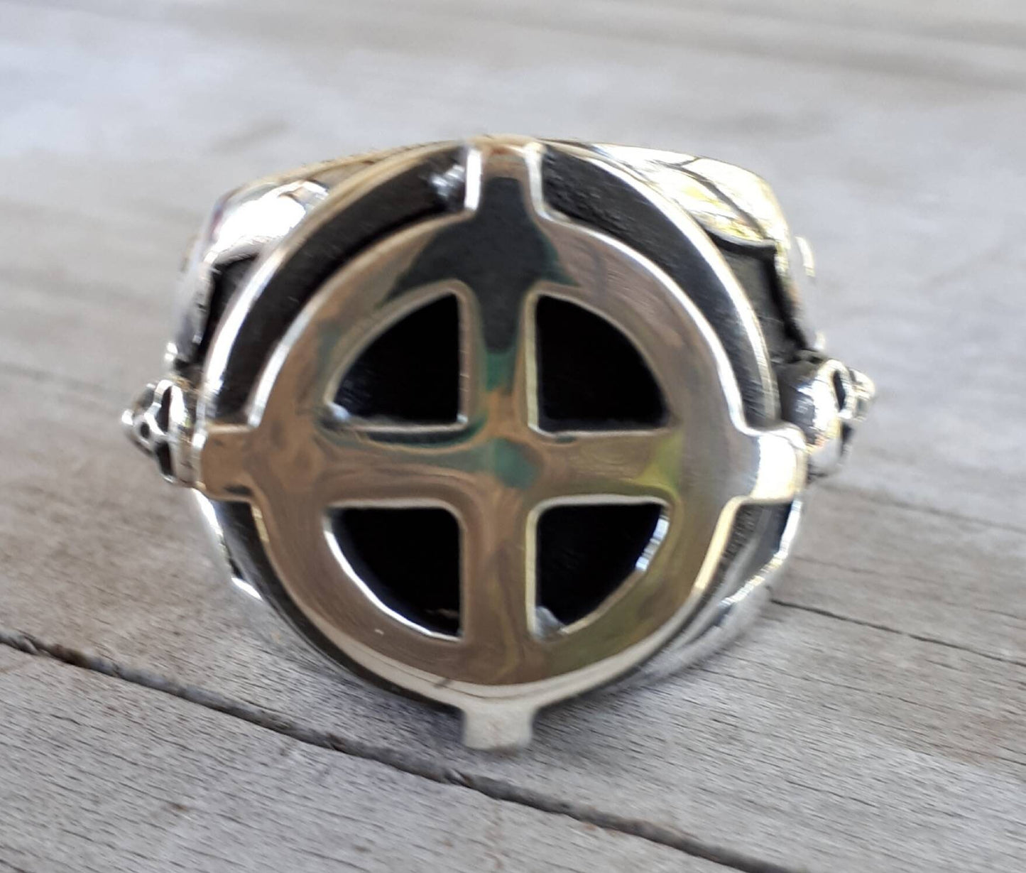 Cross and circle,skull ring,sterling silver,even sided cross,iron cross,steampunk punk,handmade,biker,Celtic cross,