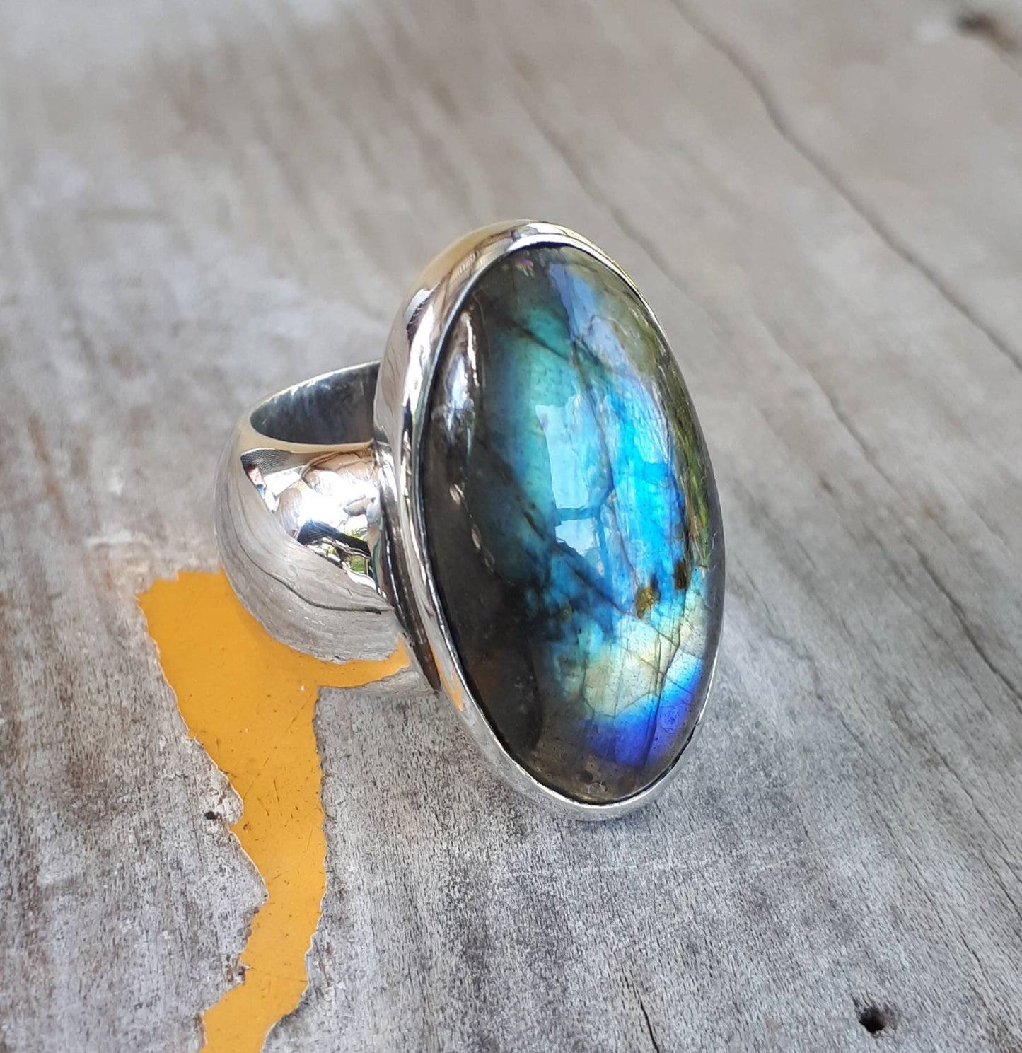 Labrodorite  ring,stunning,chunky sterling silver,gemstone ring,handmade,stone ring,long ring,boho,crystal,new age ring,large ring,big stone