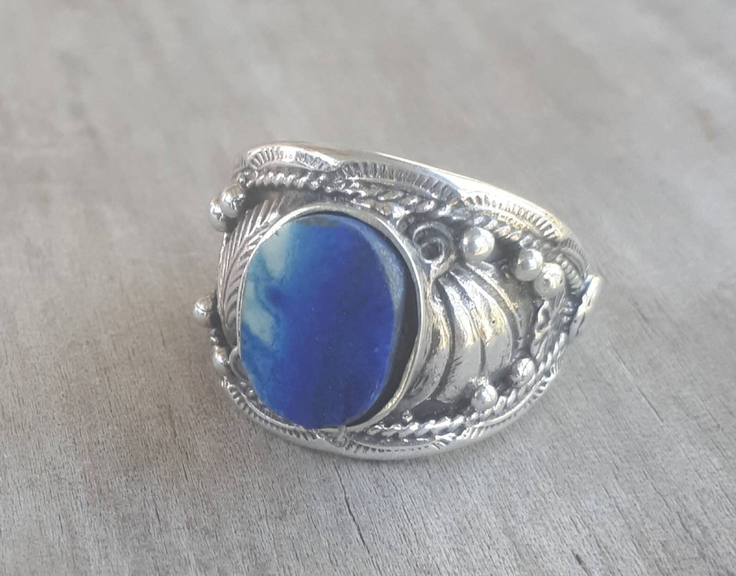 Lapis lazuli ring,sterling silver, Navajo,Indian style,handmade, wedding,hipster,gemstone,boho,hippy,gypsy,men's fashion,man's stone ring