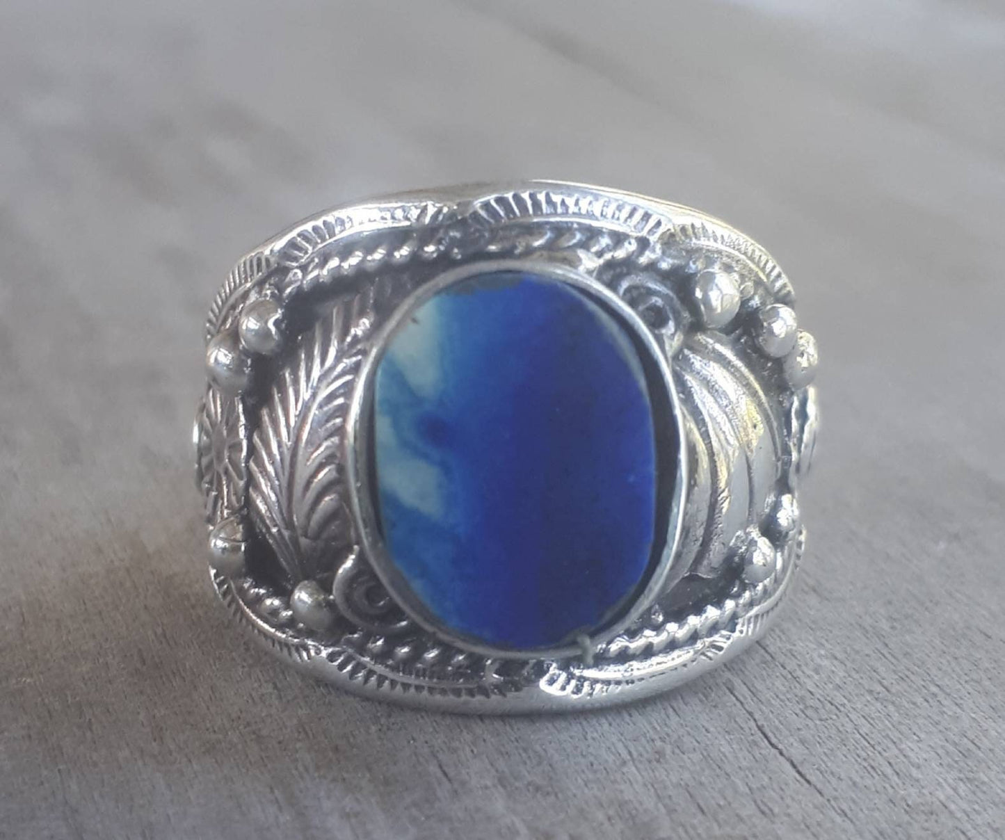 Lapis lazuli ring,sterling silver, Navajo,Indian style,handmade, wedding,hipster,gemstone,boho,hippy,gypsy,men's fashion,man's stone ring