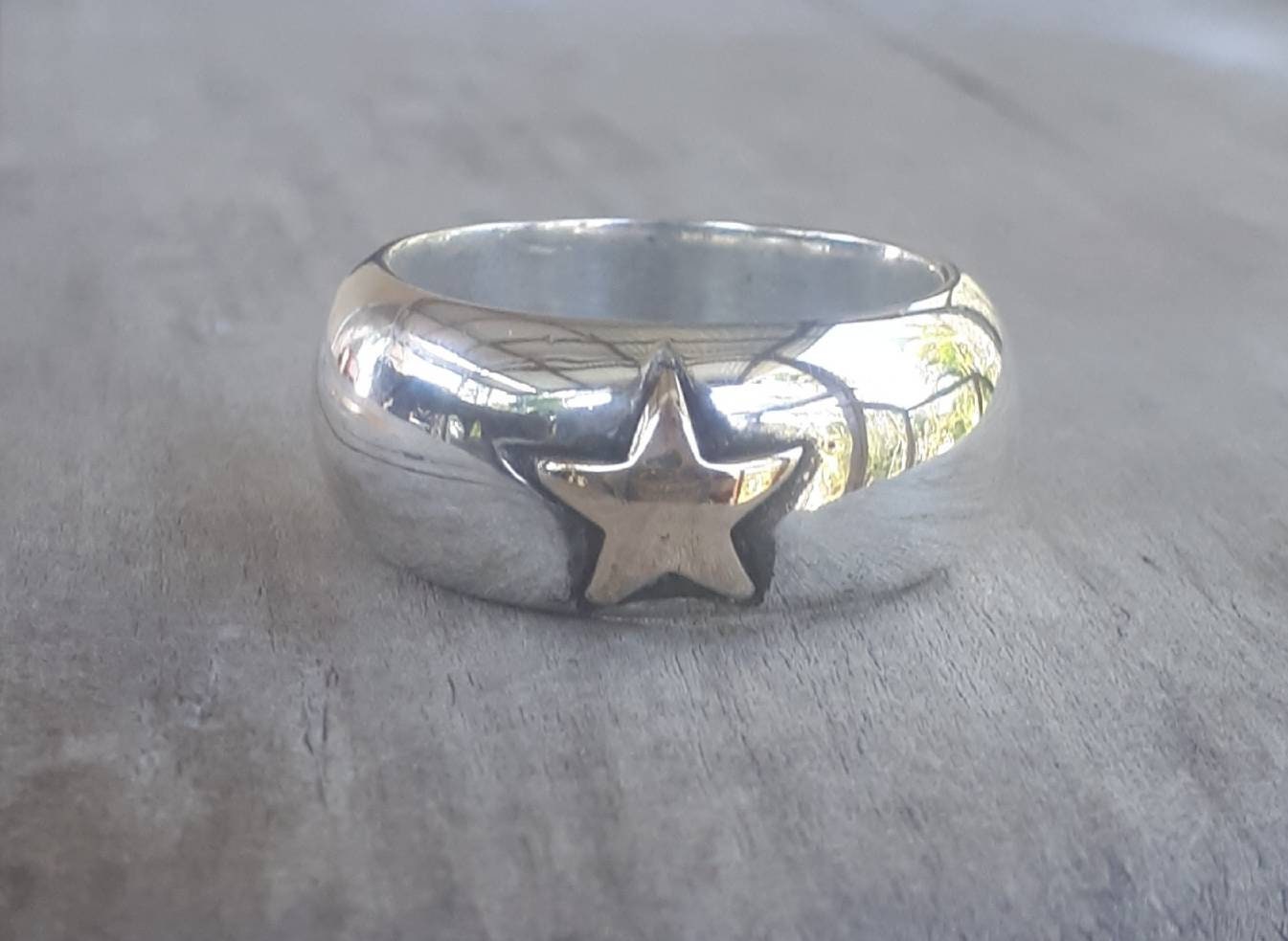 star ring,gold and silver,chunky,9ct gold star,sterling silver,two tone,boho,wedding band,hipster,unisex ring,handmade,hippy,goddess