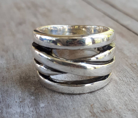 Chunky ring,wide band,sterling silver, unisex,wedding ring,boho,modern,handmade,industrial,shabby chic,solid silver band,hipster