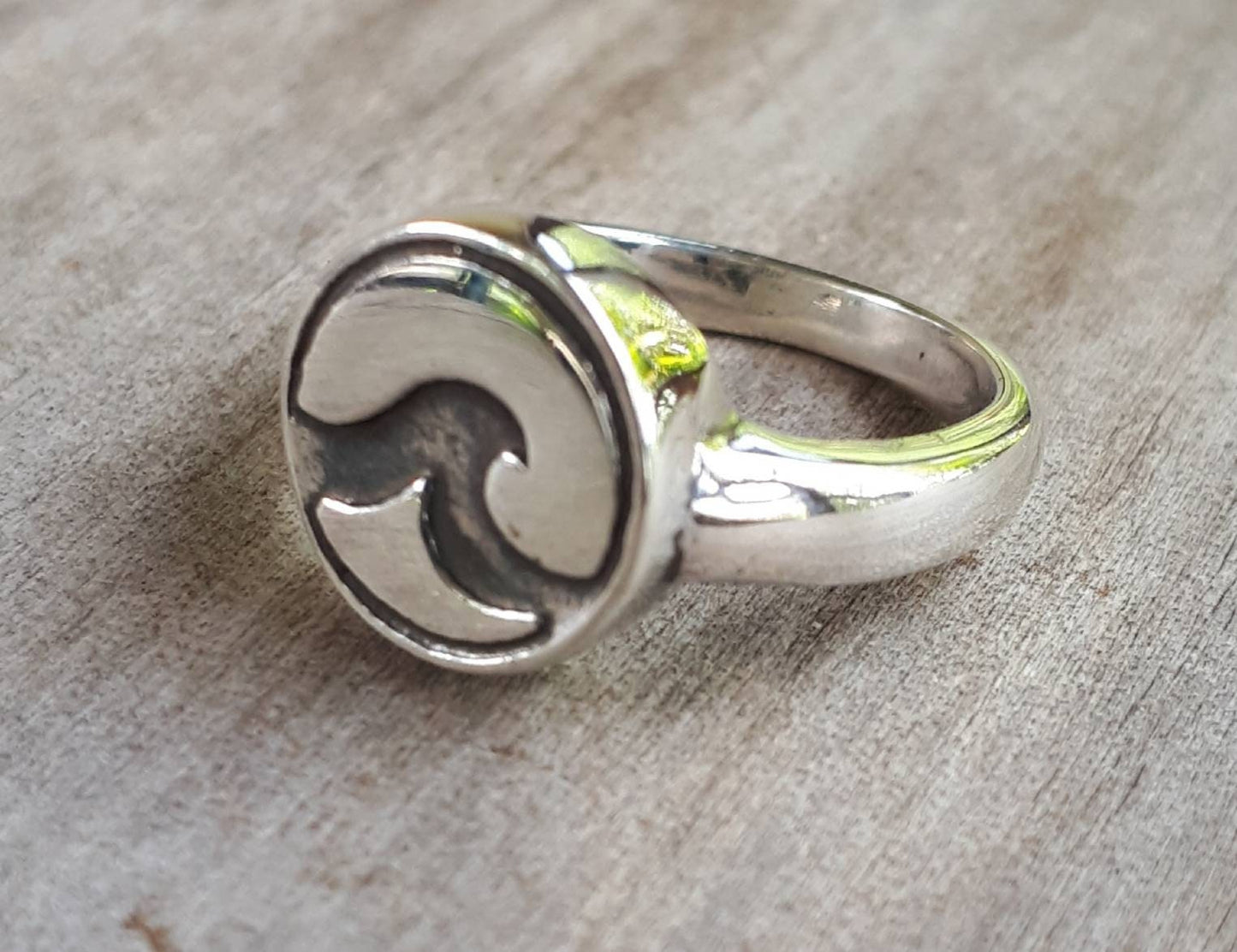 wave ring,sterling silver,girls signet ring,pinkie ring,surf,beach,sailor,nautical,handmade,unisex,boho,ocean jewelry,gypsy,small signet