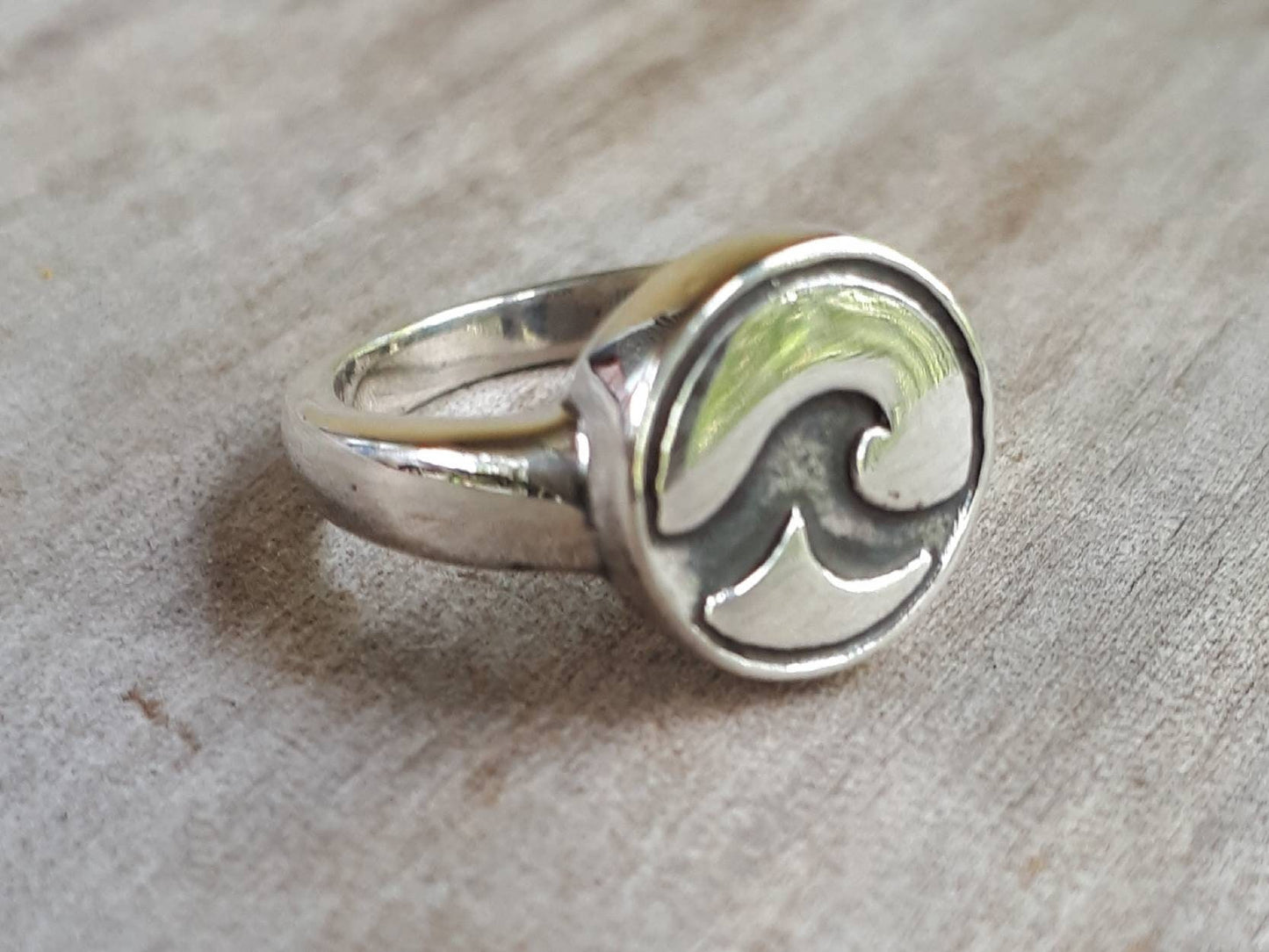 wave ring,sterling silver,girls signet ring,pinkie ring,surf,beach,sailor,nautical,handmade,unisex,boho,ocean jewelry,gypsy,small signet