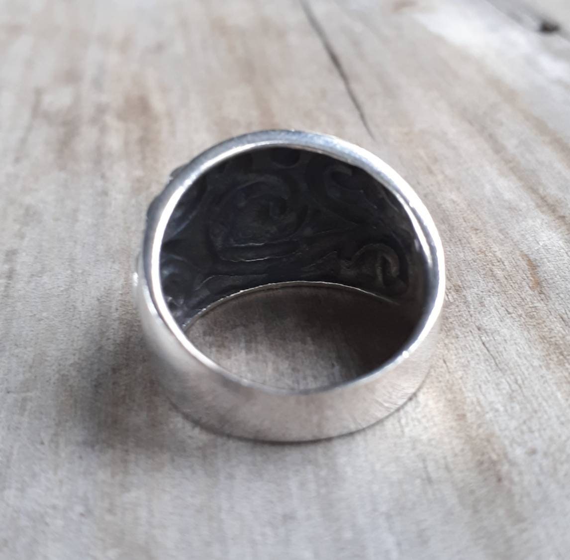 Wide ring,sterling silver,scroll,baroque,vintage style,boho,gypsy,handmade,