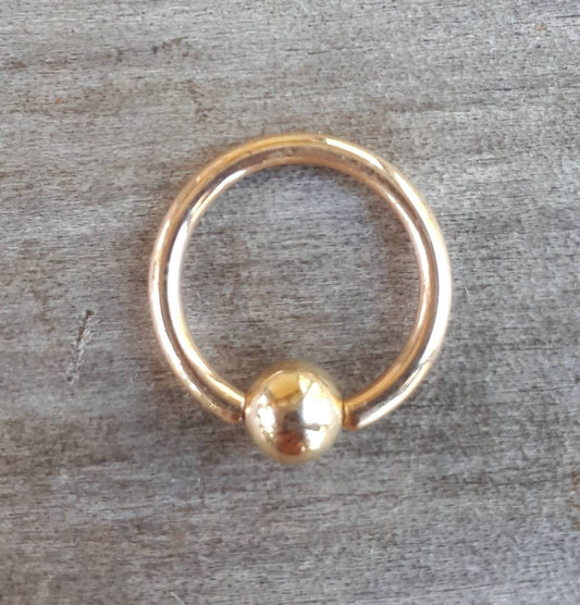 Gold bcr earring,9ct gold bcr,14 gauge gold bcr,gold nipple ring,gold belly ring,eyebrow ring,gold sleeper,pirate earring,gold ball ring,