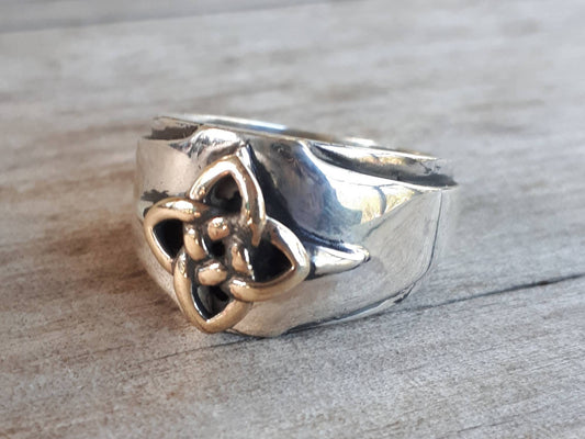 Celtic ring,two tone,9ct gold and sterling silver,vintage,9ct gold celtic ring,tribal ring,victorian,baroque,celtic wedding ring,chunky ring