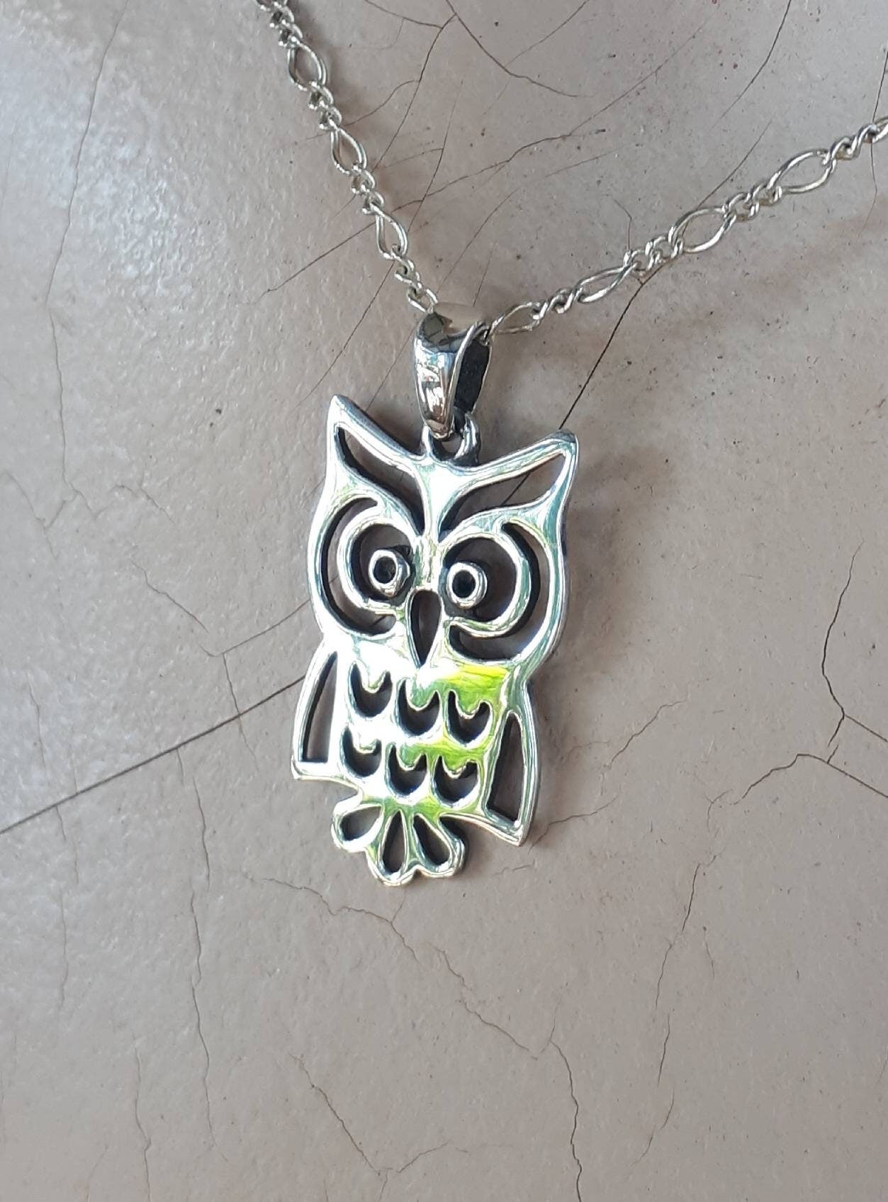 owl pendant,sterling silver,bird pendant,boho jewelry,gypsy,goddess,new age,silver owl,owl silhouette,filegree,woodland