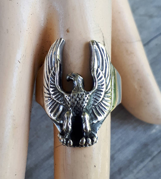 Eagle ring,spread eagle,Phoenix,bird ring,sterling silver,handmade,tribal,indian, cowboy, country and western,feather,chunky ring,long ring,