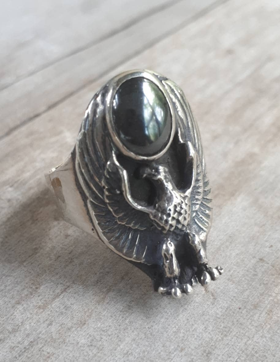 Eagle ring,turquoise ring,spread eagle,Phoenix,bird ring,sterling silver,handmade,tribal,indian, cowboy,chunky ring,long ring,