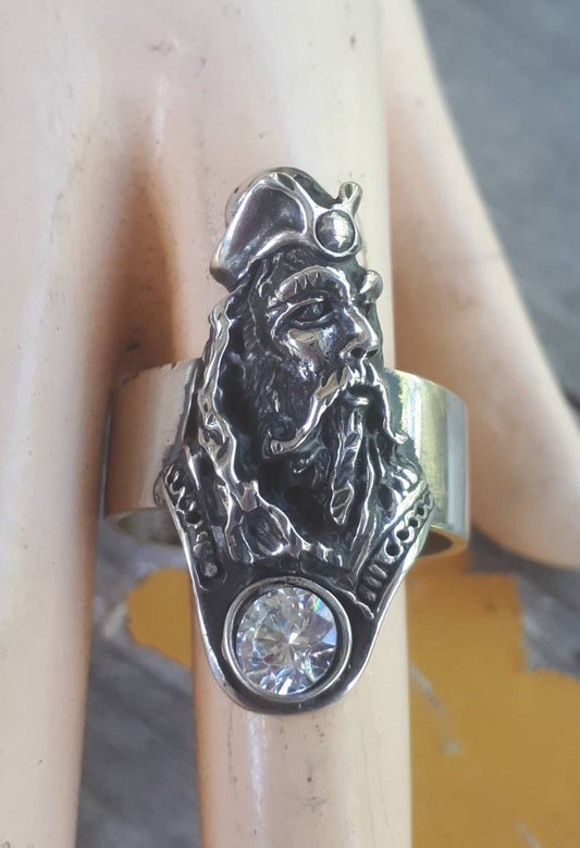 wizard cz ring,large ring,sterling silver,cubic zirconia,handmade,witch,wiccan,magic,fantasy,mythical,occult,merlin,harry...