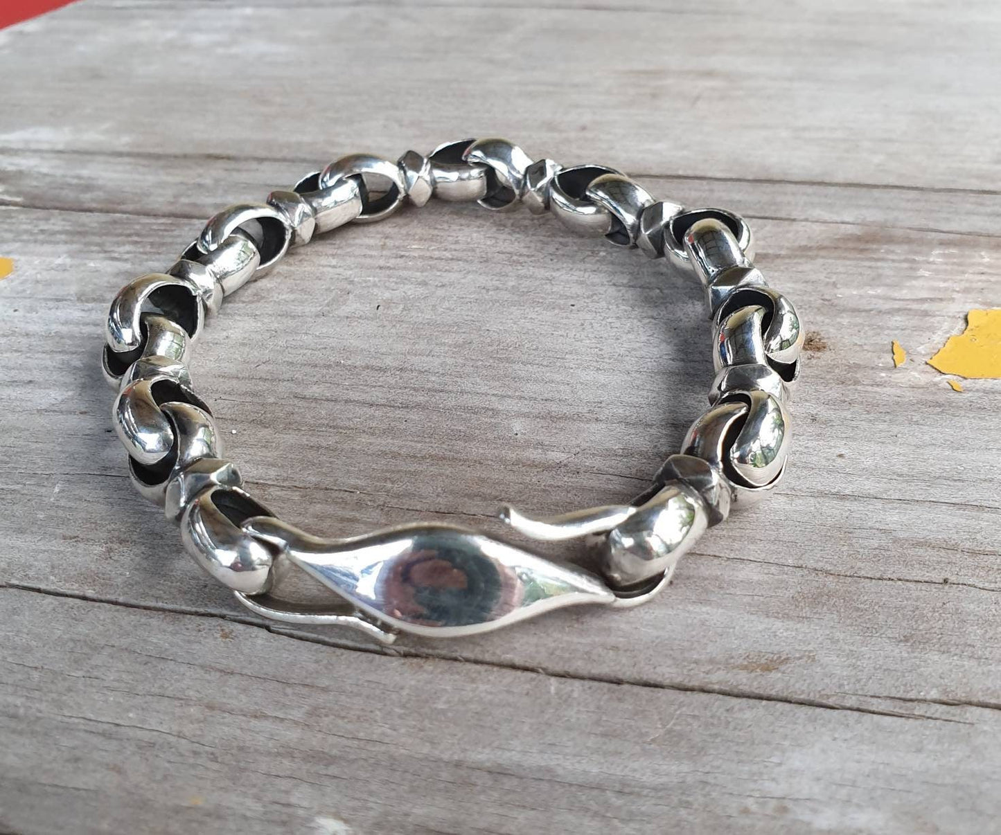 Chunky silver bracelet,sterling silver,handmade,unisex,link bracelet,boho,