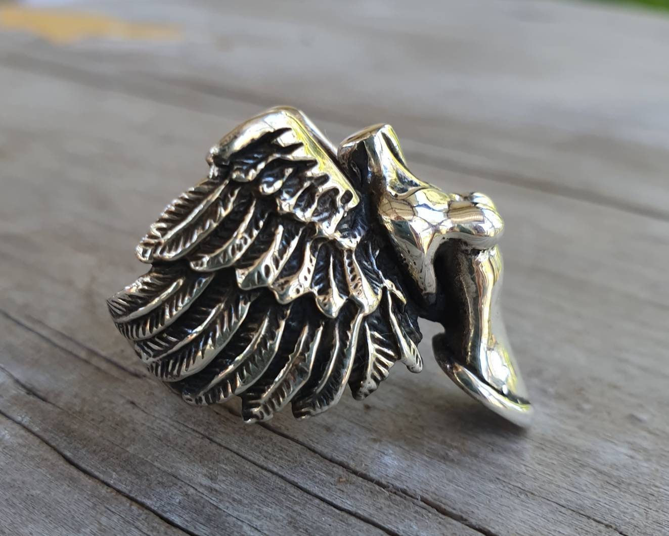 Goddess ring,naked torso,arc angel,angel wings,angel ring,sterling silver,naked lady,nude,handmade,mens fashion,women's fashion,boho,hipster