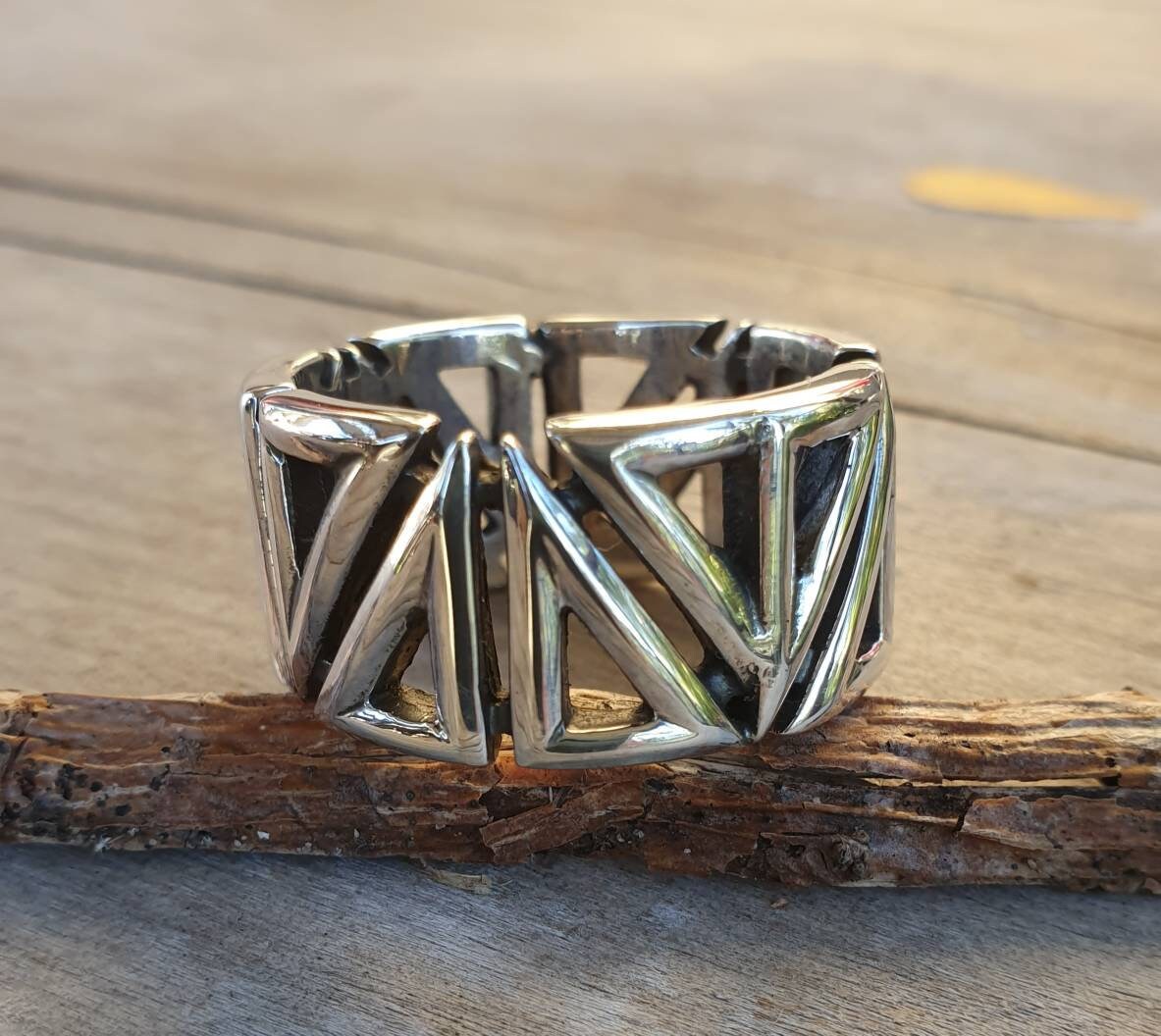 Wide mens ring, heavy,chunky,sterling silver,industrial,handmade,wedding band,dress ring, geometric, aztec,hipster,wide band,