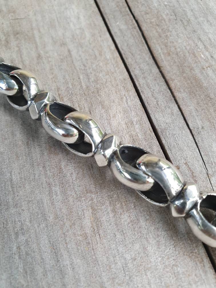 Chunky silver bracelet,sterling silver,handmade,unisex,link bracelet,boho,