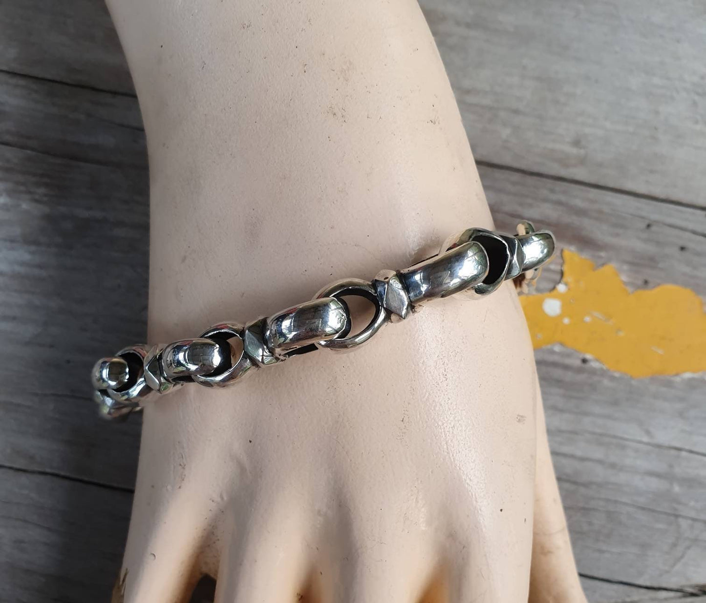 Chunky silver bracelet,sterling silver,handmade,unisex,link bracelet,boho,