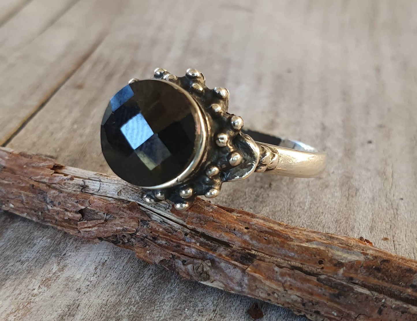 Black cz ring,sterling silver,handmade,goddess,boho,solitare,vintage,new age,ball ring,goddess,cubic zirconia,black stone.antique ring