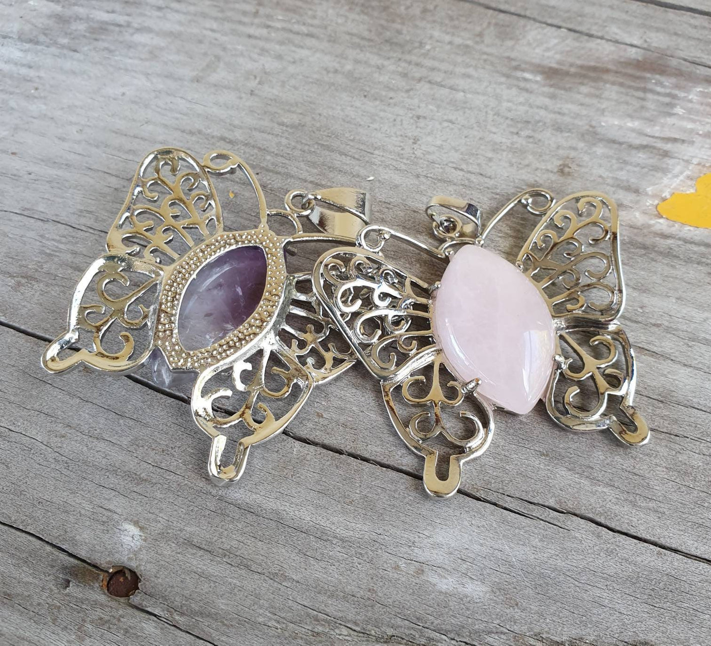 butterfly pendant,filegree,amethyst  pendant,boho,art nouveau,victorian,vintage,handmade,gypsy,women's fashion,