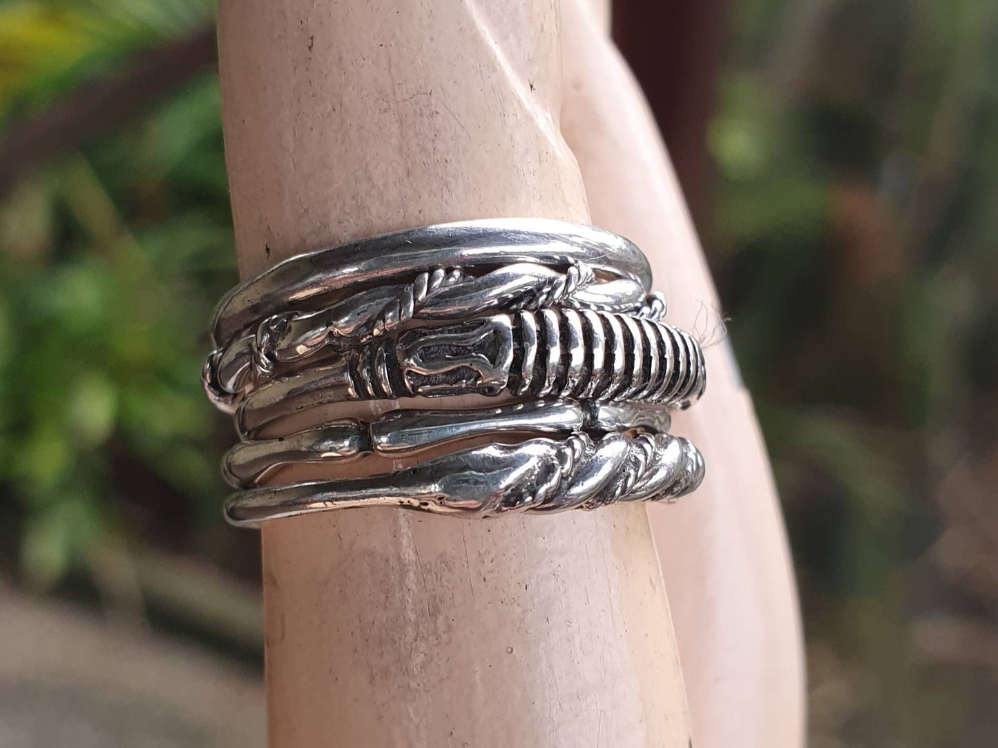 Sterling silver stacking rings patterened plain bands twisted wire