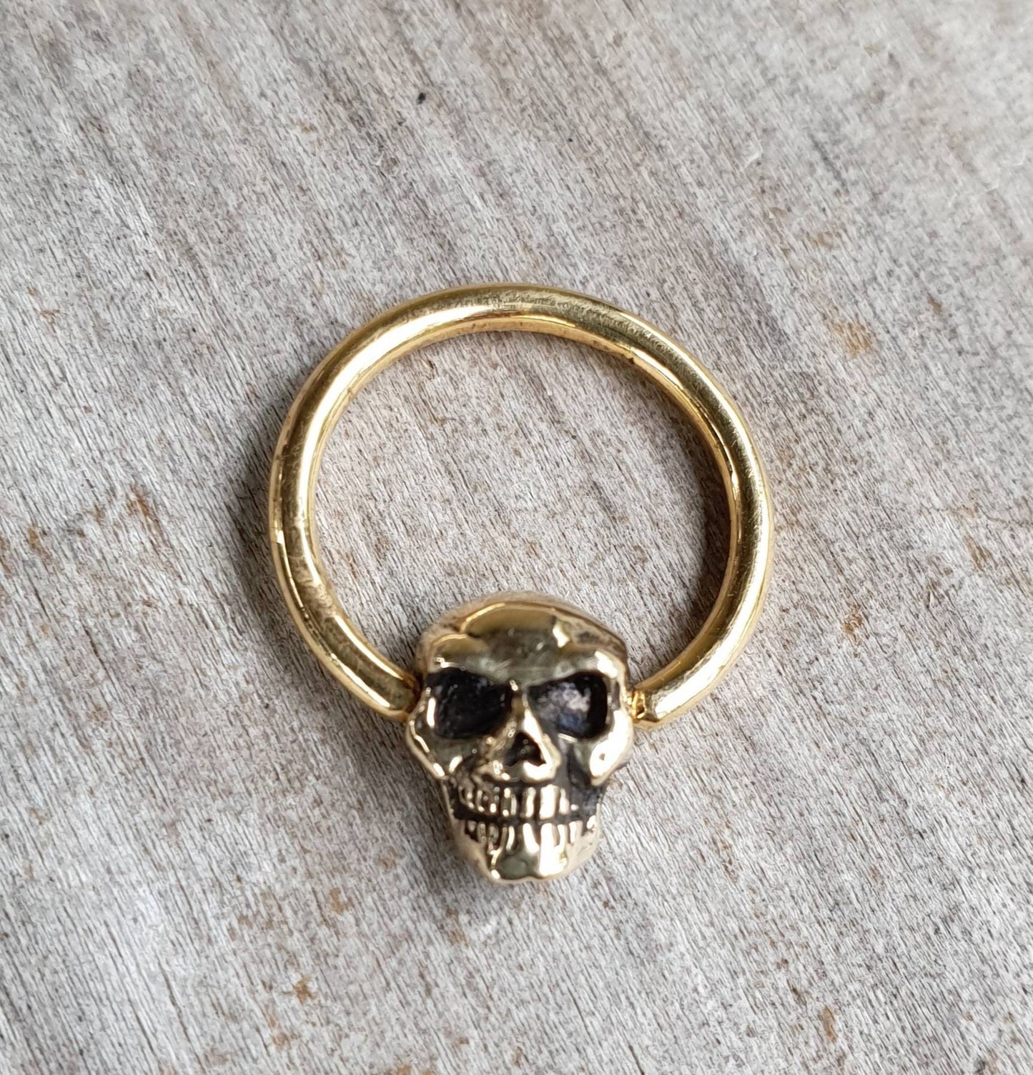 Gold bcr,cbr,skull earring,bcr skull bead, solid 9k gold bcr,skull nipple ring,skull belly ring,skull eyebrow,gold skull sleeper,steampunk,